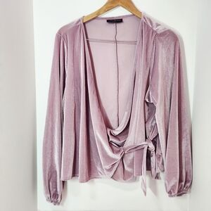 Lane Bryant Top 22/24 Faux Wrap Velour Mauve  Fairy Couture Preppy Softgirl Baby